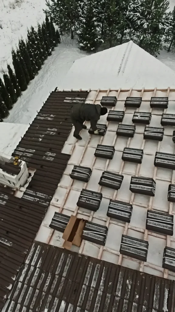 Черепица по снегу